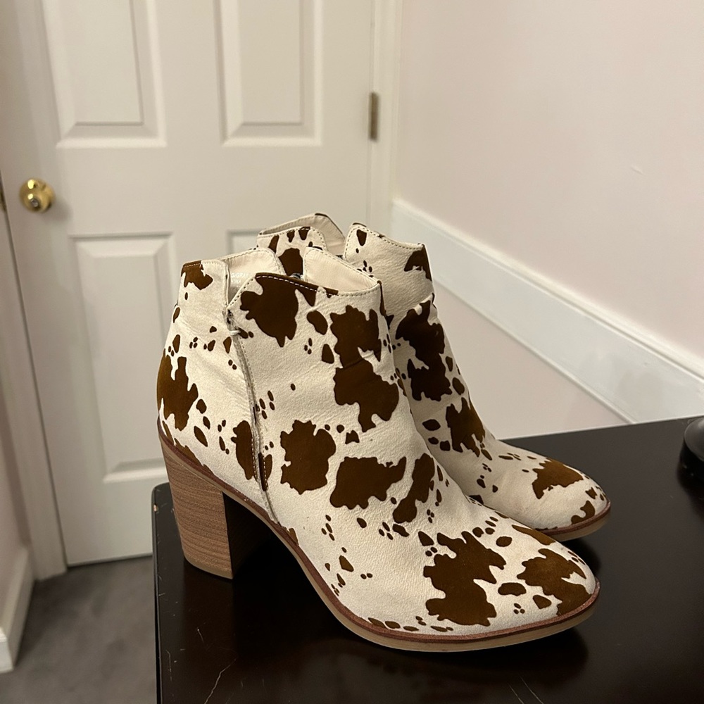Cow Print Ankle Boots